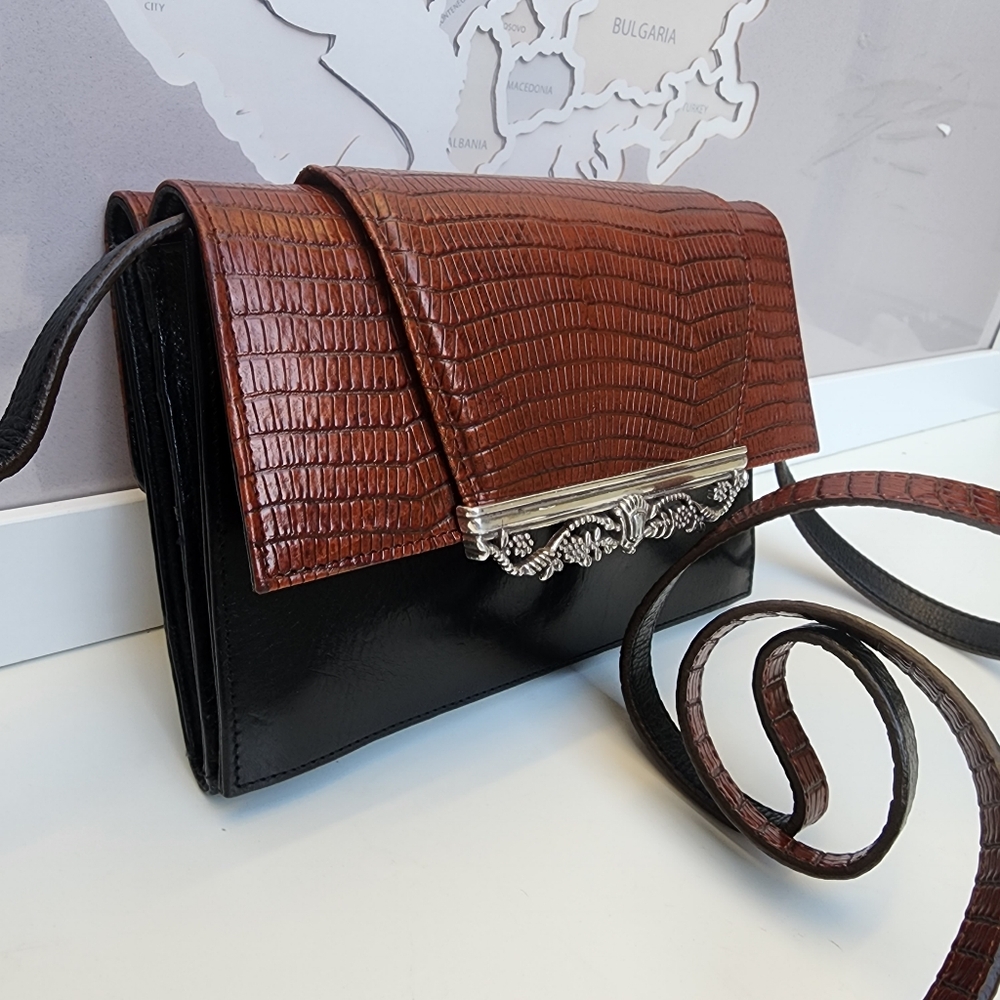 Brighton Vintage Crossbody Bag plus Wallet Snakeskin Leather - Picture 16 of 16